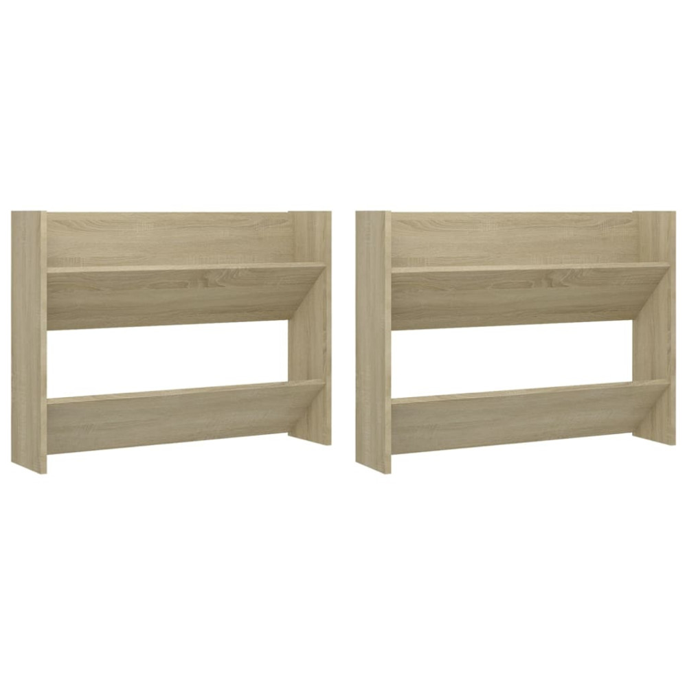 Produktbild för Väggmonterat skoställ 2 st sonoma-ek 80x18x60cm konstruerat trä