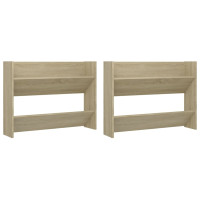Produktbild för Väggmonterat skoställ 2 st sonoma-ek 80x18x60cm konstruerat trä