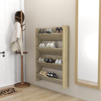 Produktbild för Väggmonterat skoställ 2 st sonoma-ek 80x18x60cm konstruerat trä