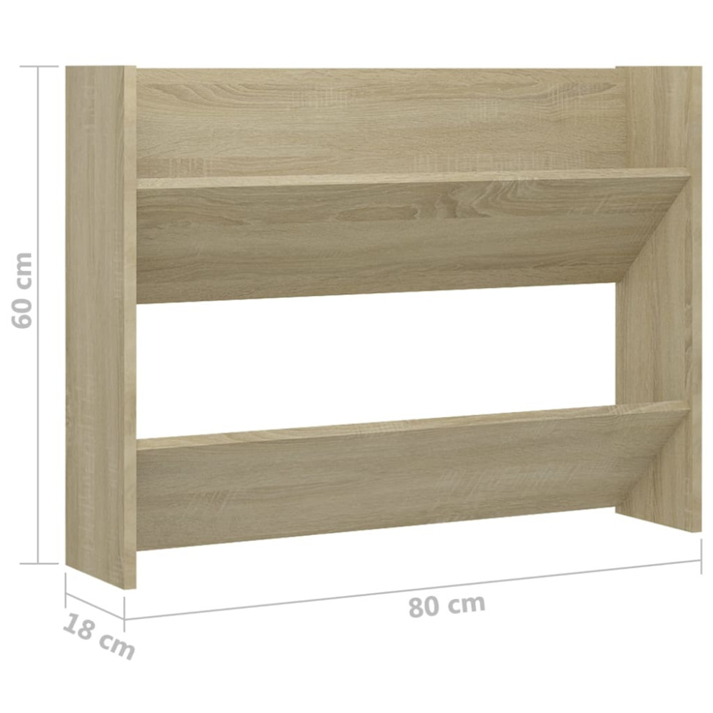 Produktbild för Väggmonterat skoställ 2 st sonoma-ek 80x18x60cm konstruerat trä