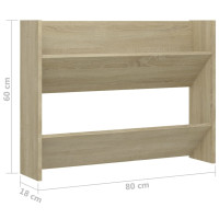 Produktbild för Väggmonterat skoställ 2 st sonoma-ek 80x18x60cm konstruerat trä