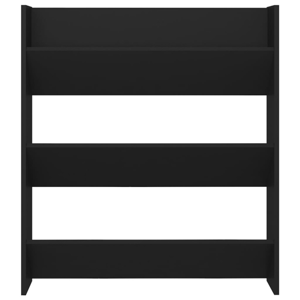 Produktbild för Väggmonterat skoställ svart 80x18x90 cm konstruerat trä