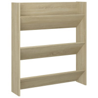Produktbild för Väggmonterat skoställ sonoma-ek 80x18x90 cm konstruerat trä