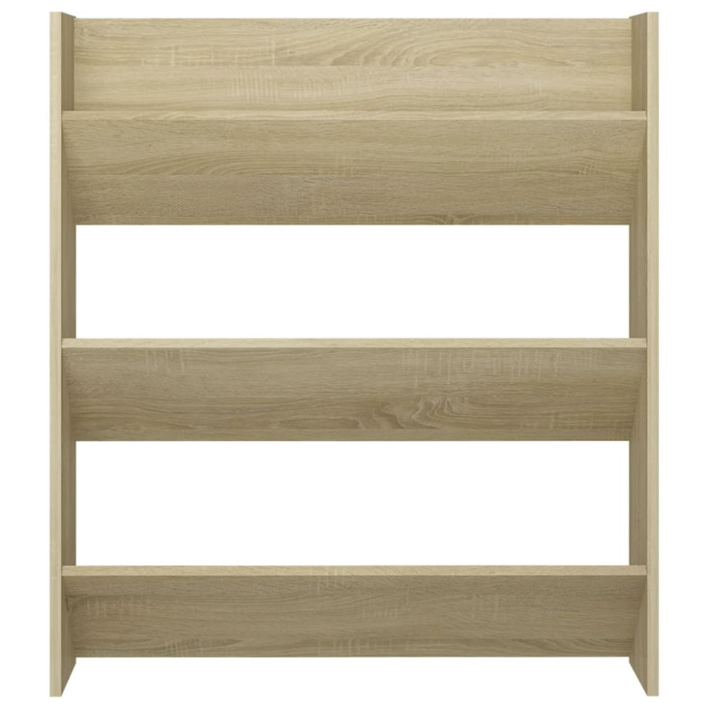 Produktbild för Väggmonterat skoställ sonoma-ek 80x18x90 cm konstruerat trä