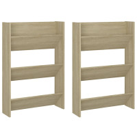 Produktbild för Väggmonterat skoställ 2 st sonoma-ek 60x18x90cm konstruerat trä