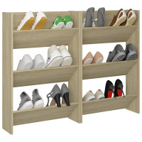Produktbild för Väggmonterat skoställ 2 st sonoma-ek 60x18x90cm konstruerat trä