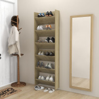 Produktbild för Väggmonterat skoställ 2 st sonoma-ek 60x18x90cm konstruerat trä