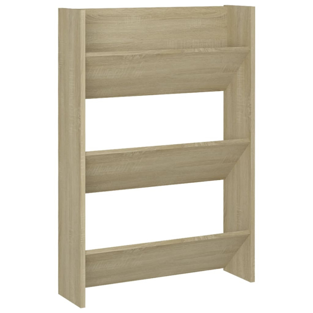 Produktbild för Väggmonterat skoställ 2 st sonoma-ek 60x18x90cm konstruerat trä