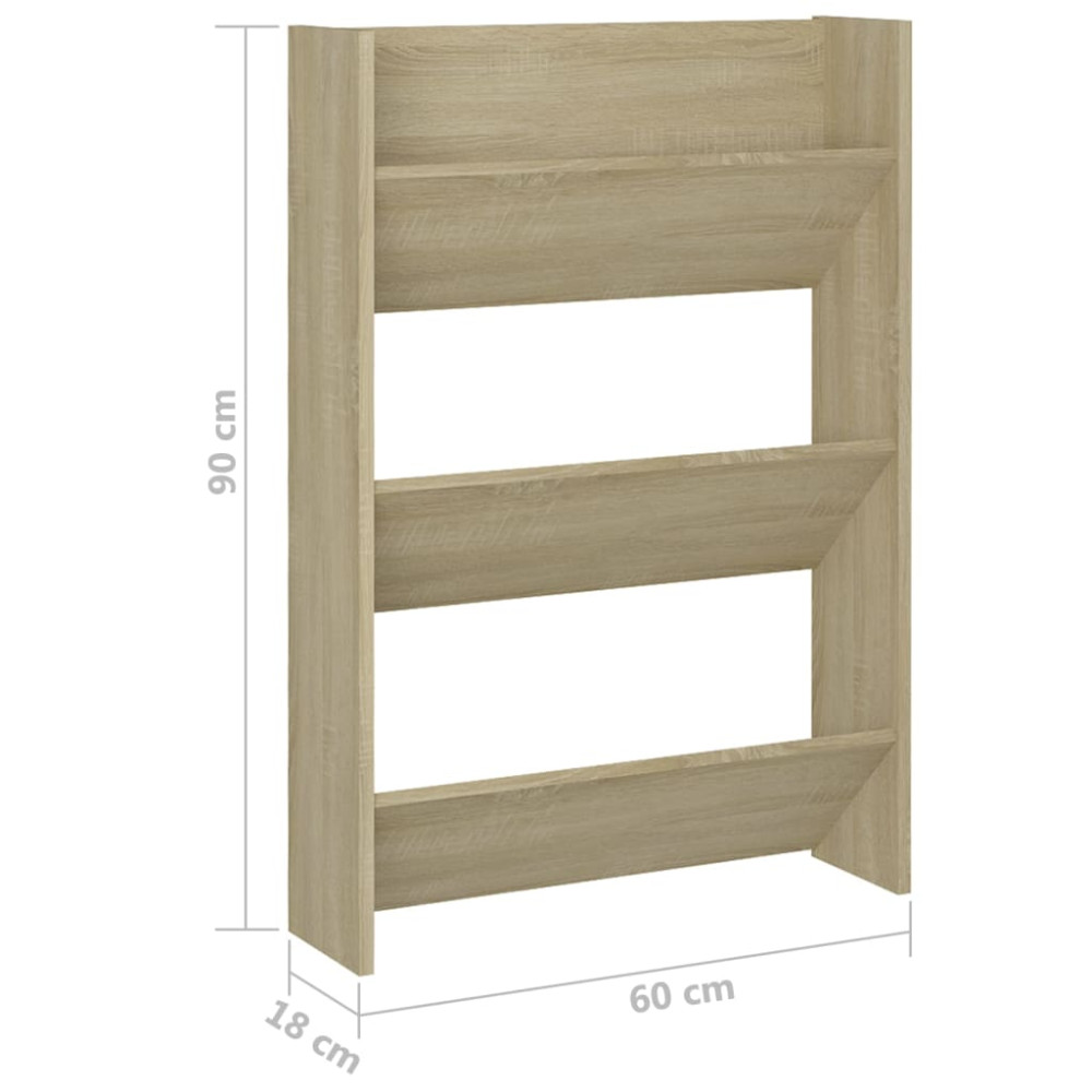Produktbild för Väggmonterat skoställ 2 st sonoma-ek 60x18x90cm konstruerat trä