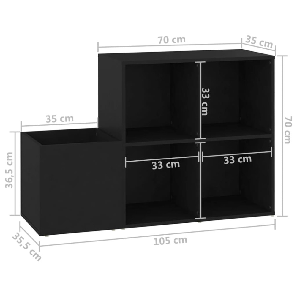 Produktbild för Skoskåp svart 105x35,5x70 cm konstruerat trä