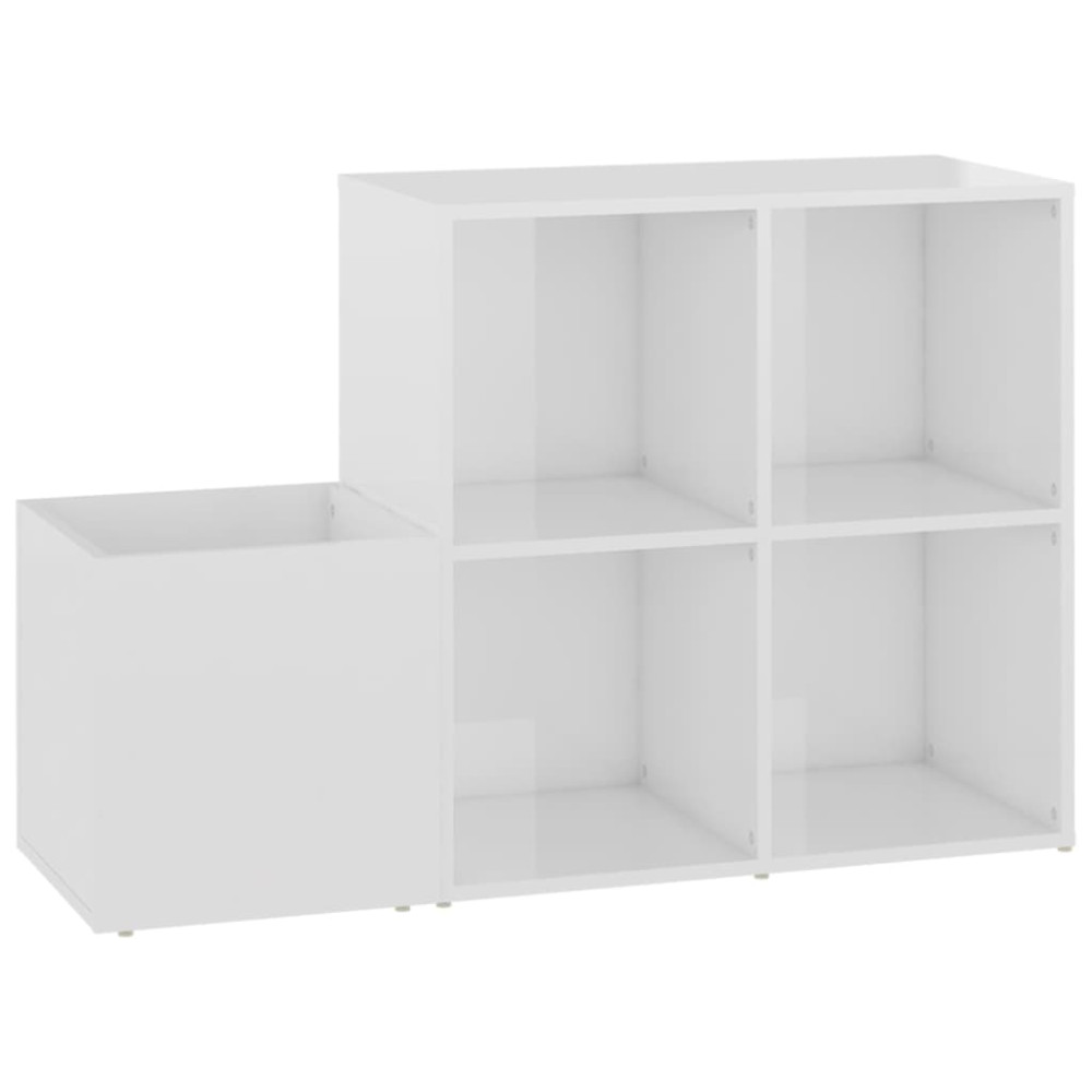 Produktbild för Skoskåp vit högglans 105x35,5x70 cm konstruerat trä