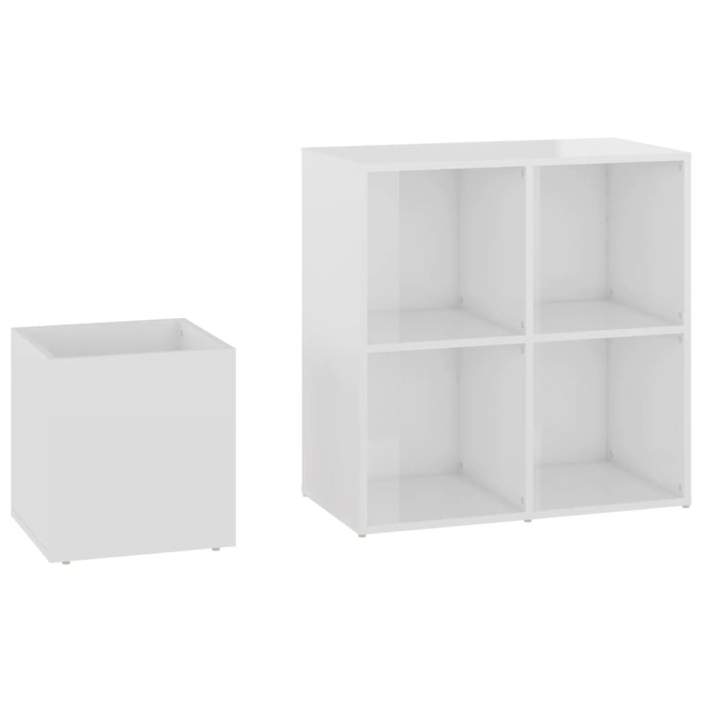 Produktbild för Skoskåp vit högglans 105x35,5x70 cm konstruerat trä