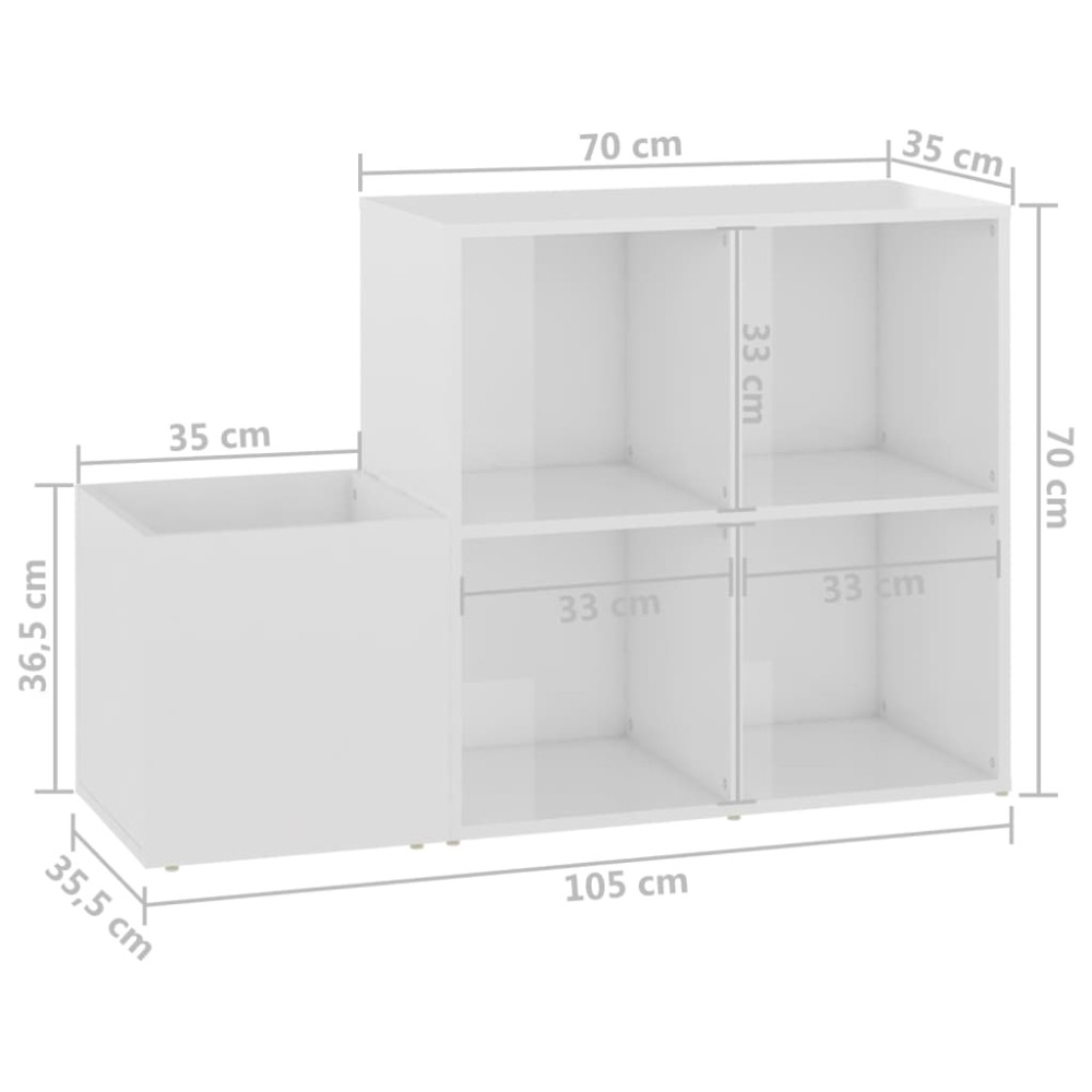 Produktbild för Skoskåp vit högglans 105x35,5x70 cm konstruerat trä