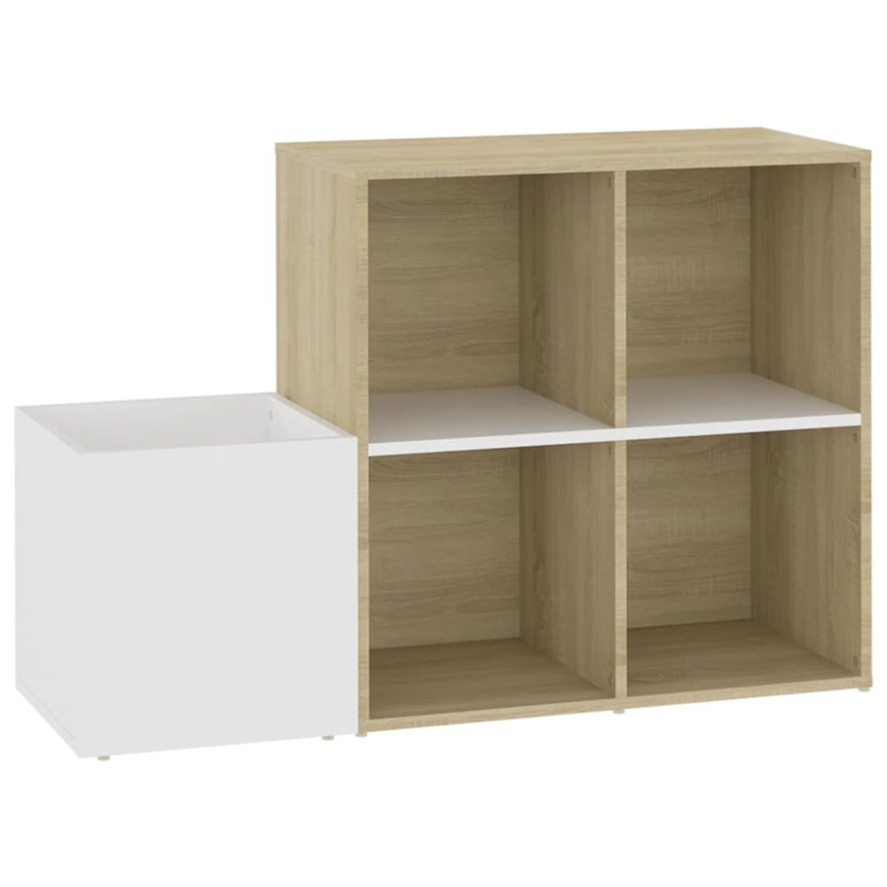 Produktbild för Skohylla vit och sonoma-ek 105x35,5x70 cm konstruerat trä
