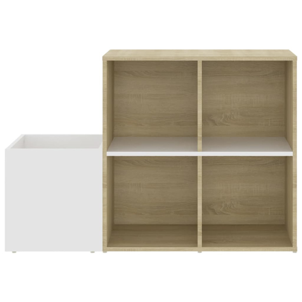 Produktbild för Skohylla vit och sonoma-ek 105x35,5x70 cm konstruerat trä