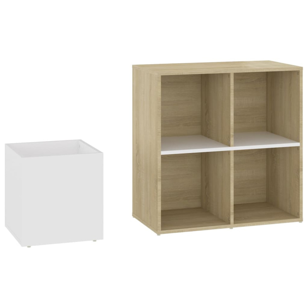Produktbild för Skohylla vit och sonoma-ek 105x35,5x70 cm konstruerat trä