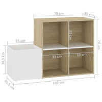 Produktbild för Skohylla vit och sonoma-ek 105x35,5x70 cm konstruerat trä