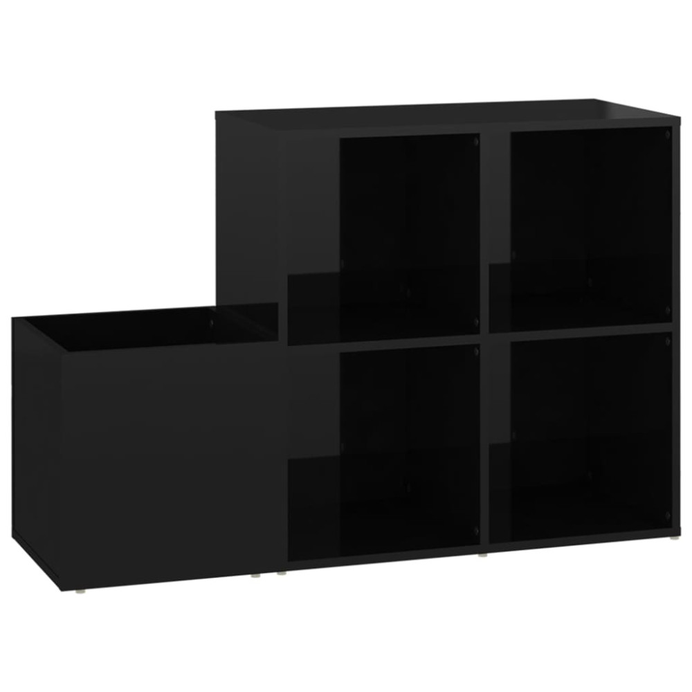 Produktbild för Skoskåp svart högglans 105x35,5x70 cm konstruerat trä