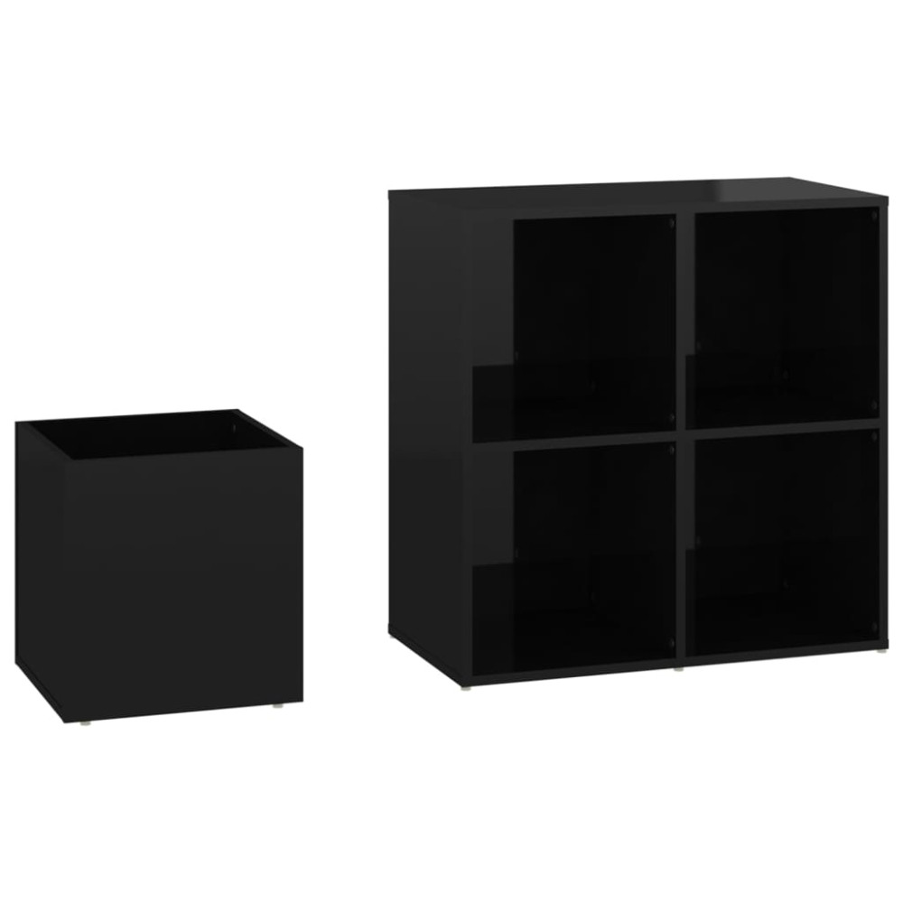 Produktbild för Skoskåp svart högglans 105x35,5x70 cm konstruerat trä