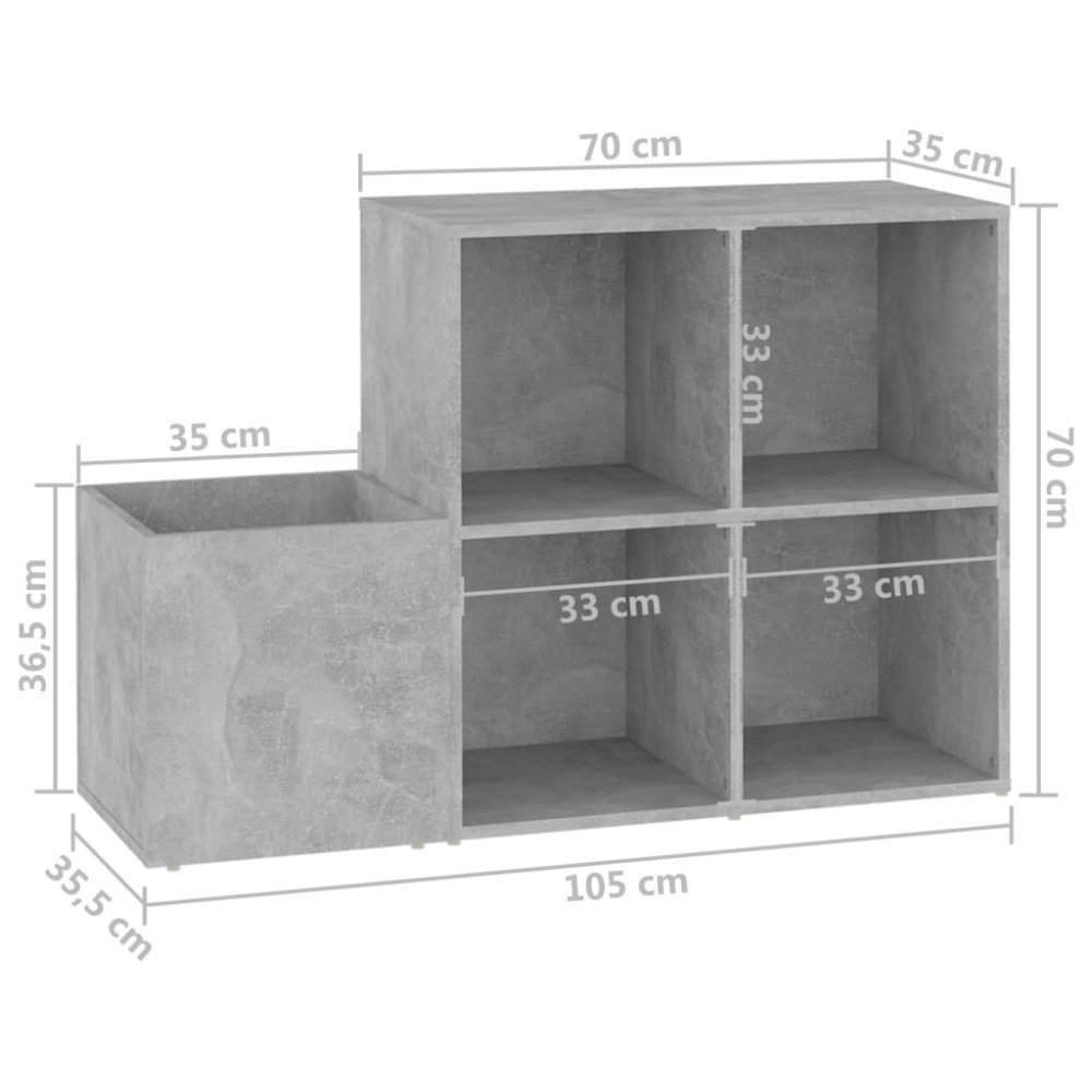 Produktbild för Skoskåp betonggrå 105x35,5x70 cm konstruerat trä