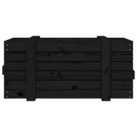 Produktbild för Förvaringslåda svart 91x40,5x42 cm massiv furu