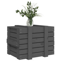 Produktbild för Förvaringslåda grå 58x40,5x42 cm massiv furu