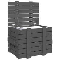 Produktbild för Förvaringslåda grå 58x40,5x42 cm massiv furu