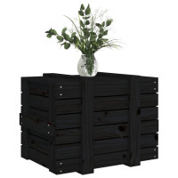 Produktbild för Förvaringslåda svart 58x40,5x42 cm massiv furu