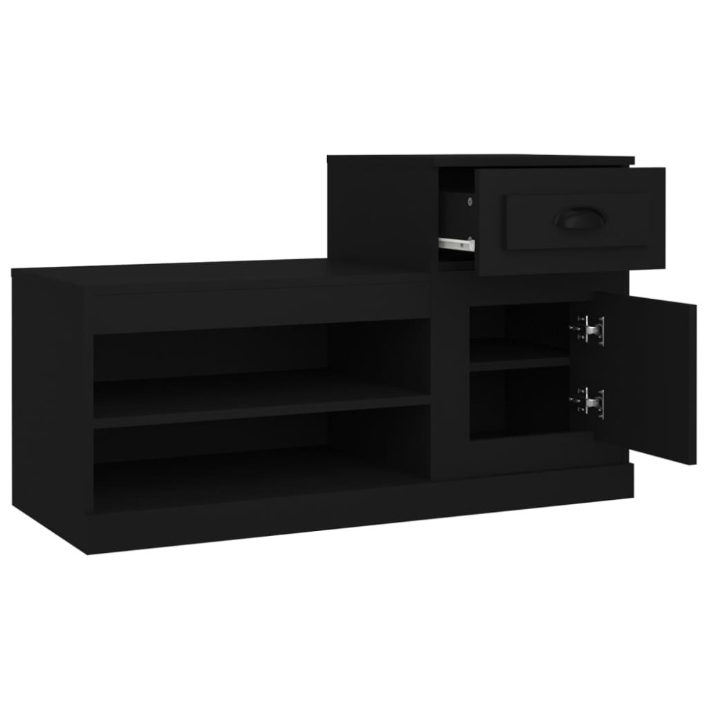 Produktbild för Skoskåp svart 100x42x60 cm konstruerat trä