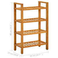Produktbild för Skohylla med 4 hyllor 50x27x80 cm massiv ek
