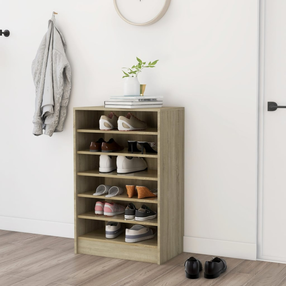 Produktbild för Skoskåp sonoma-ek 60x35x92 cm konstruerat trä