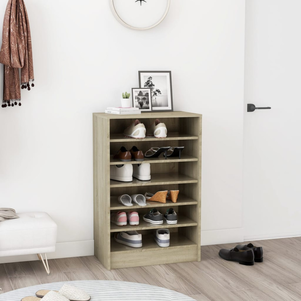 Produktbild för Skoskåp sonoma-ek 60x35x92 cm konstruerat trä