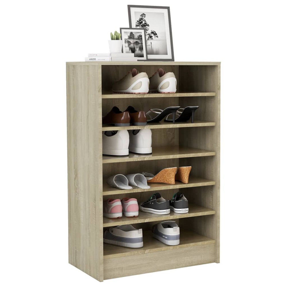 Produktbild för Skoskåp sonoma-ek 60x35x92 cm konstruerat trä