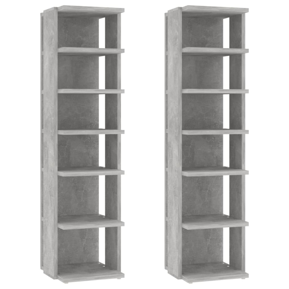 Produktbild för Skohyllor 2 st betonggrå 27,5x27x102 cm