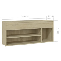 Produktbild för Skobänk sonoma-ek 105x30x45 cm konstruerat trä