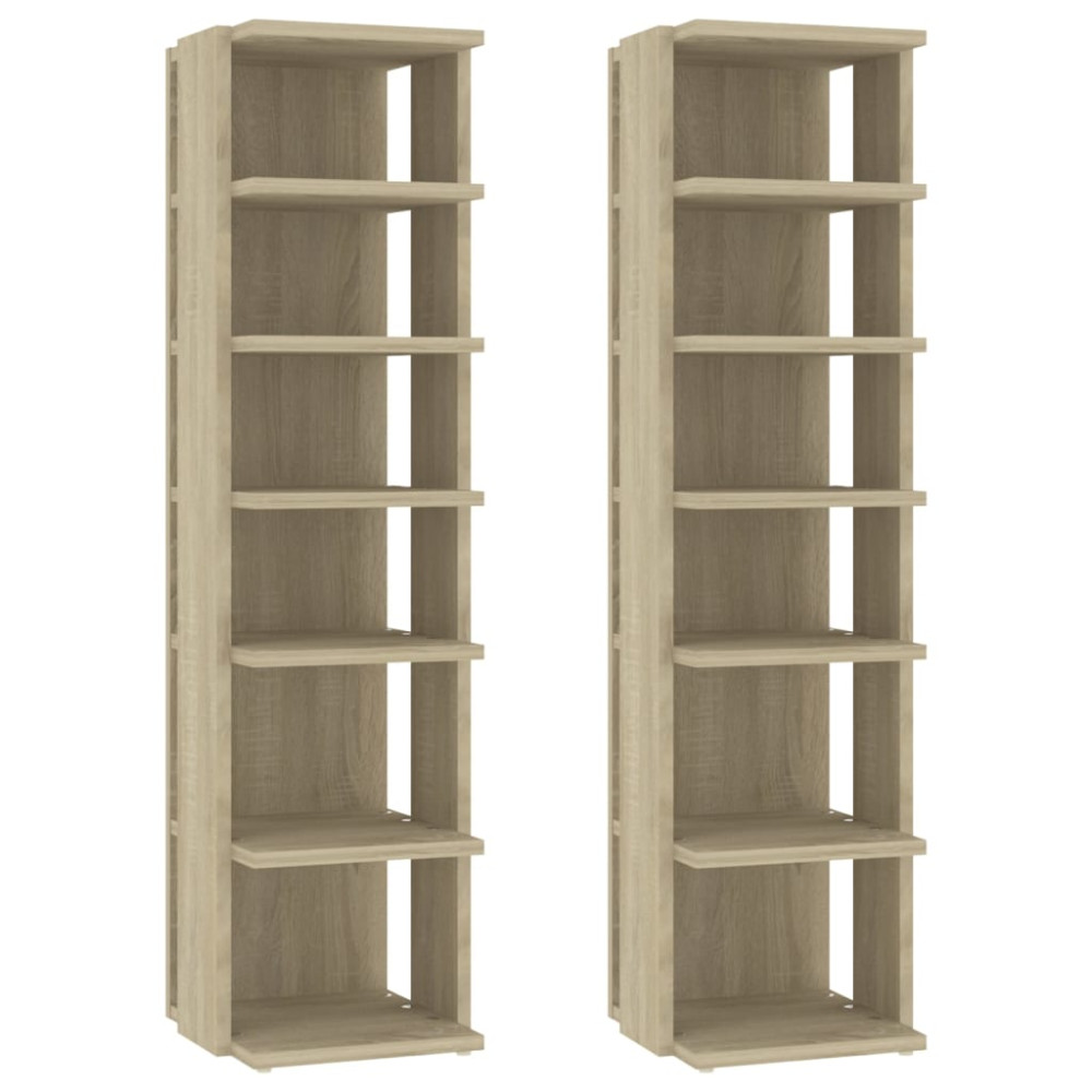 Produktbild för Skohyllor 2 st sonoma-ek 27,5x27x102 cm