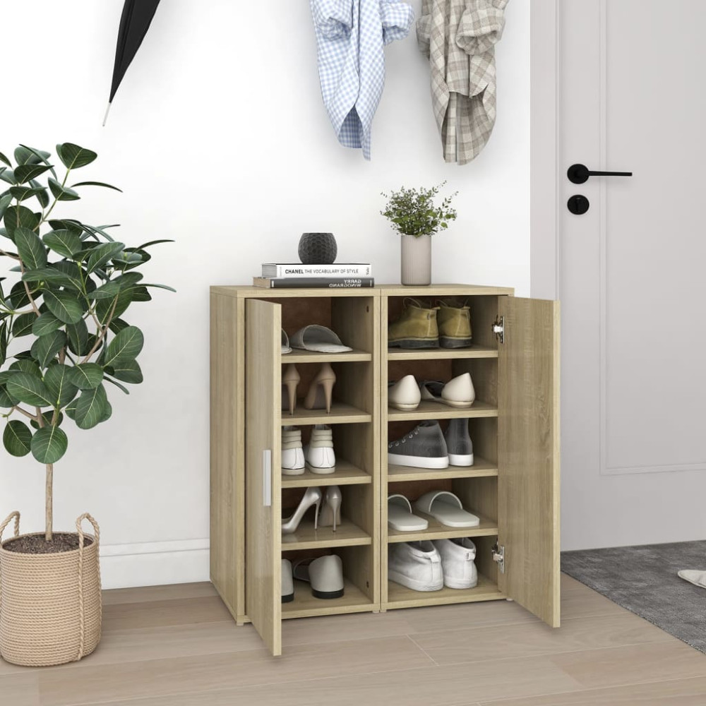 Produktbild för Skoskåp 2 st sonoma-ek 32x35x70 cm konstruerat trä