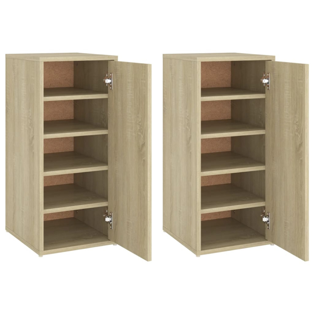 Produktbild för Skoskåp 2 st sonoma-ek 32x35x70 cm konstruerat trä