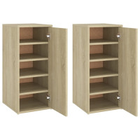 Produktbild för Skoskåp 2 st sonoma-ek 32x35x70 cm konstruerat trä