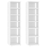 Produktbild för Skohyllor 2 st vit 27,5x27x102 cm konstruerat trä