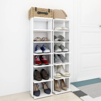 Produktbild för Skohyllor 2 st vit 27,5x27x102 cm konstruerat trä