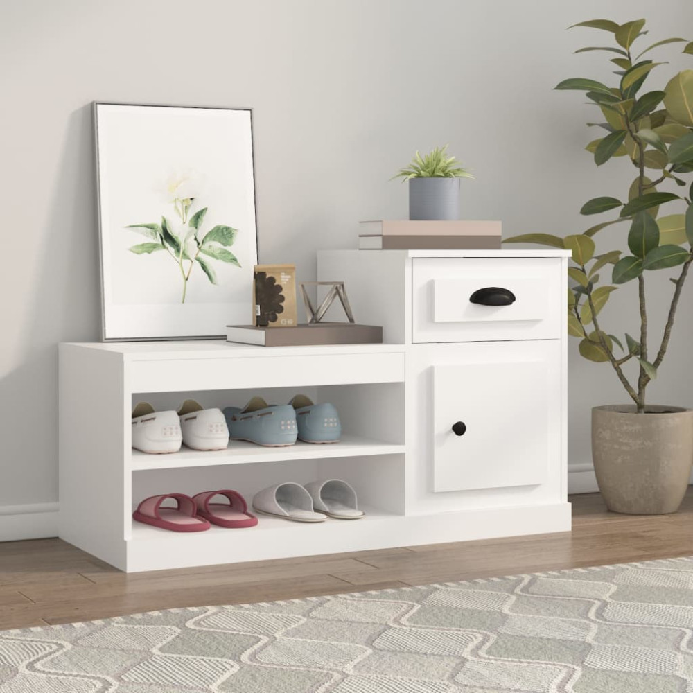 Produktbild för Skoskåp vit 100x42x60 cm konstruerat trä