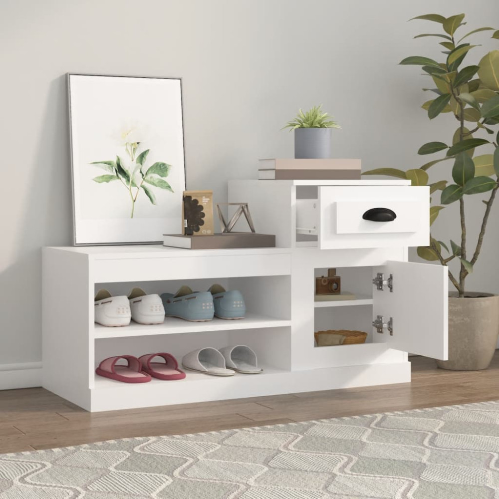 Produktbild för Skoskåp vit 100x42x60 cm konstruerat trä