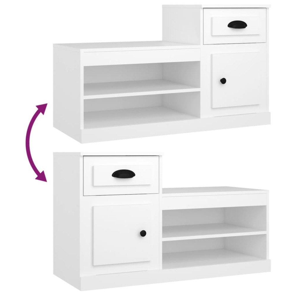 Produktbild för Skoskåp vit 100x42x60 cm konstruerat trä