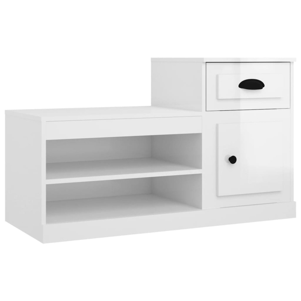 Produktbild för Skoskåp vit högglans 100x42x60 cm konstruerat trä