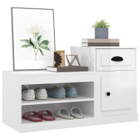 Produktbild för Skoskåp vit högglans 100x42x60 cm konstruerat trä