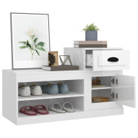 Produktbild för Skoskåp vit högglans 100x42x60 cm konstruerat trä