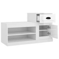 Produktbild för Skoskåp vit högglans 100x42x60 cm konstruerat trä