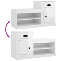 Produktbild för Skoskåp vit högglans 100x42x60 cm konstruerat trä