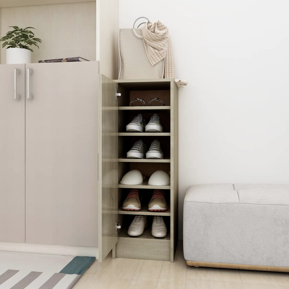 Produktbild för Skoskåp sonoma-ek 32x35x92 cm konstruerat trä